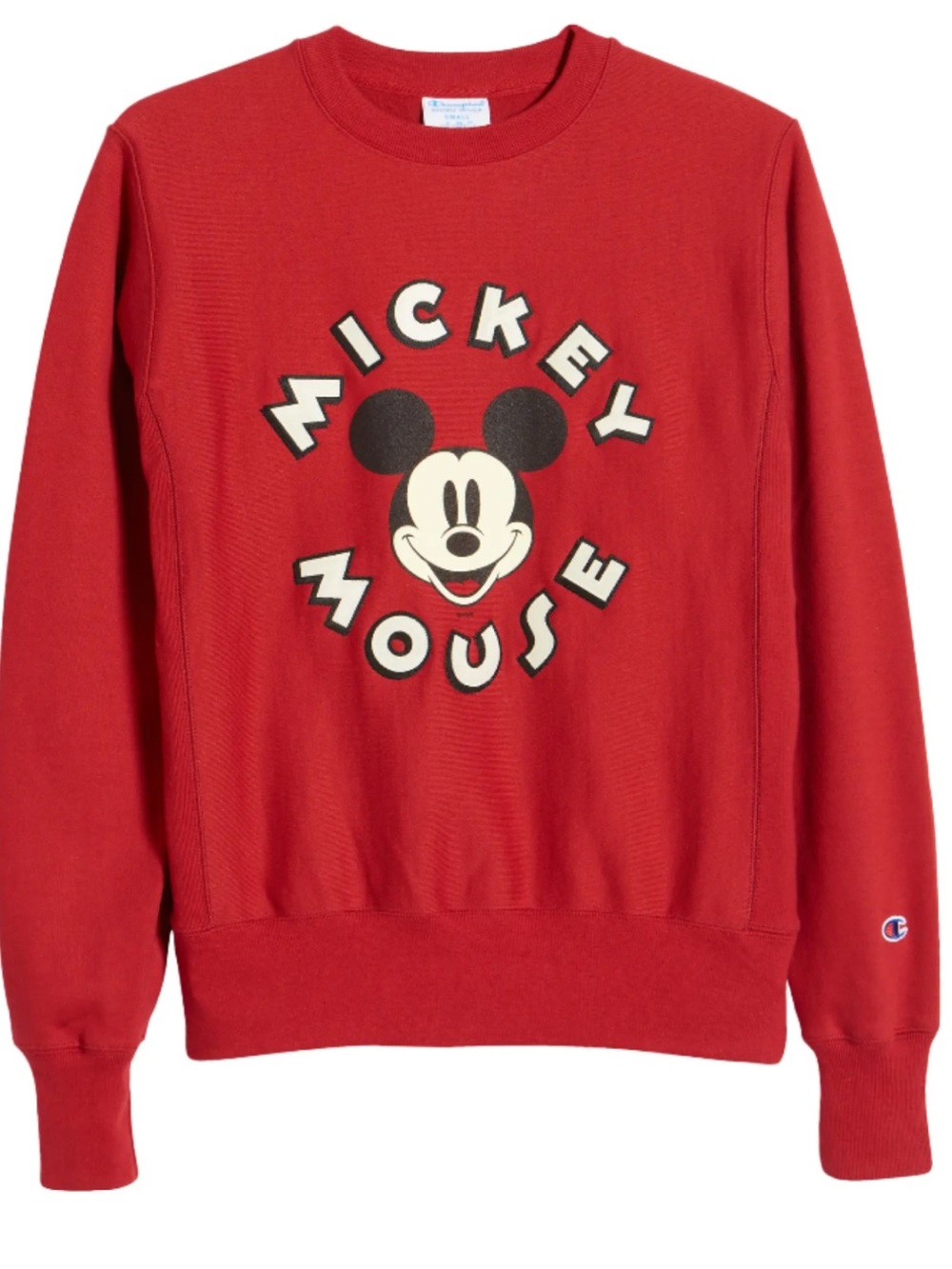 Disney X Champion Red Mickey Mouse Crewneck Sweatshirt